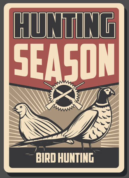 seamartini Plakát, Obraz - Bird hunting poster. Rifle, pheasant and quail, seamartini, 30 × 40 cm