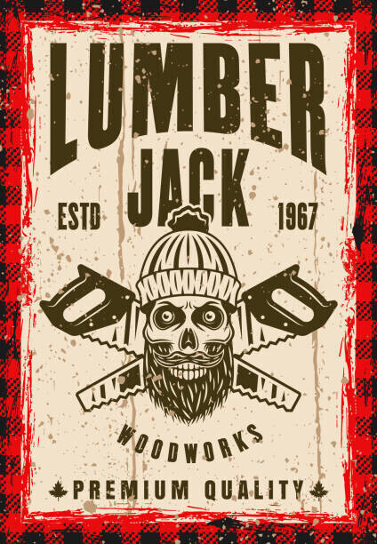 Igor Zhuravel Plakát, Obraz - Skull of lumberjack and two crossed, Igor Zhuravel, 26.7 × 40 cm