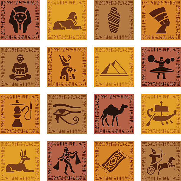 AlonzoDesign Plakát, Obraz - Egyptian Icon Set, AlonzoDesign, 40 × 40 cm