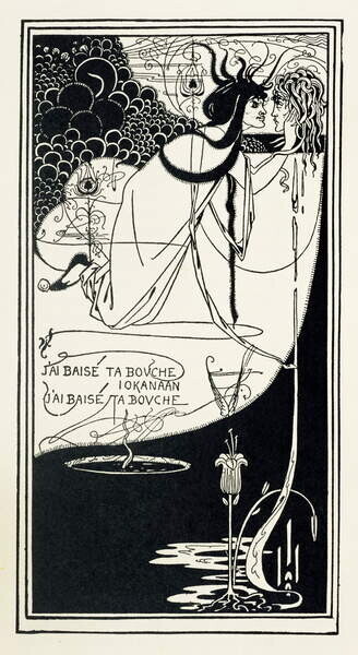 Beardsley, Aubrey Plakát, Obraz - I kissed your mouth, John,  1894, Beardsley, Aubrey, 22.2 × 40 cm