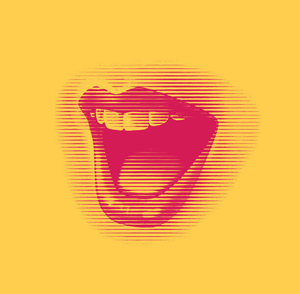 GeorgePeters Plakát, Obraz - Woman's mouth laughing and smiling, GeorgePeters, 40 × 40 cm