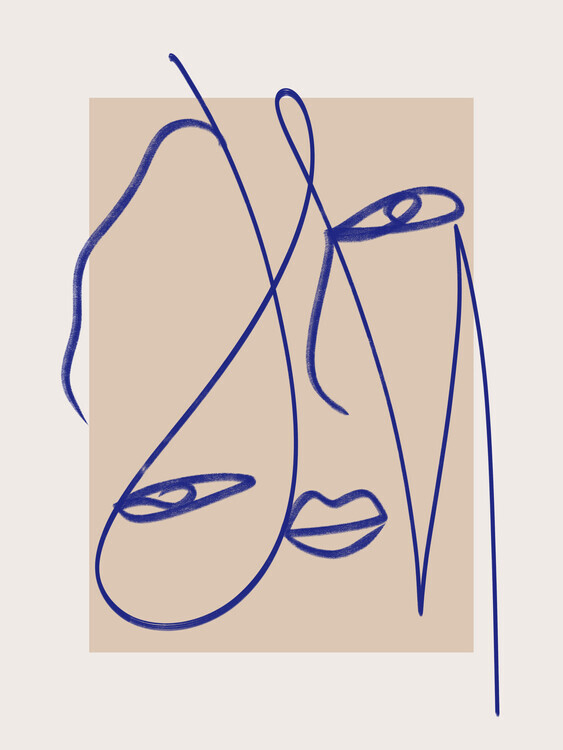 Little Dean Plakát, Obraz - Abstract Blue Line Art, Little Dean, 30 × 40 cm