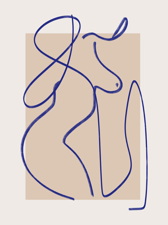 Little Dean Plakát, Obraz - Abstract Blue Line Art 2, Little Dean, 30 × 40 cm