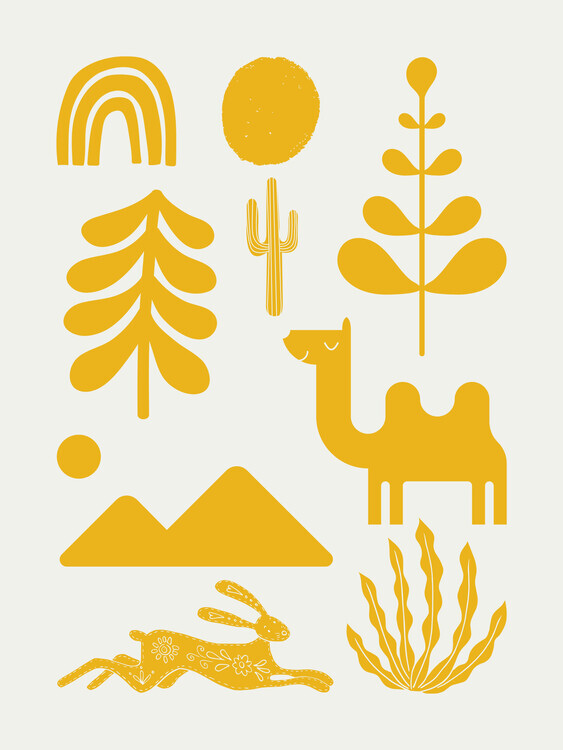 Little Dean Plakát, Obraz - Scandinavian Ornaments In Yellow, Little Dean, 30 × 40 cm