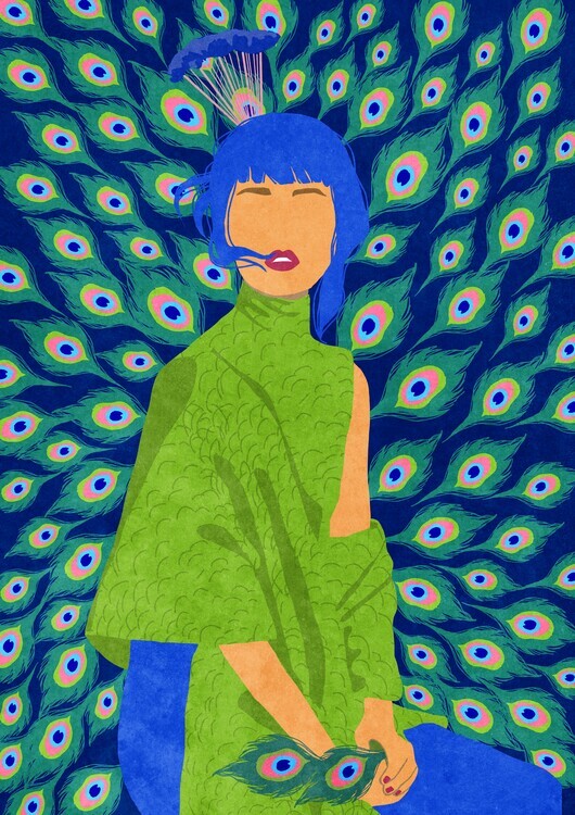 Raissa Oltmanns Plakát, Obraz - peacock woman, Raissa Oltmanns, 30 × 40 cm