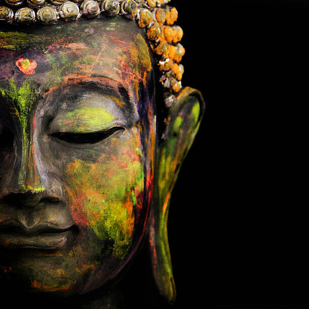 kdfotografie Plakát, Obraz - Colorful Buddha, kdfotografie, 40 × 40 cm