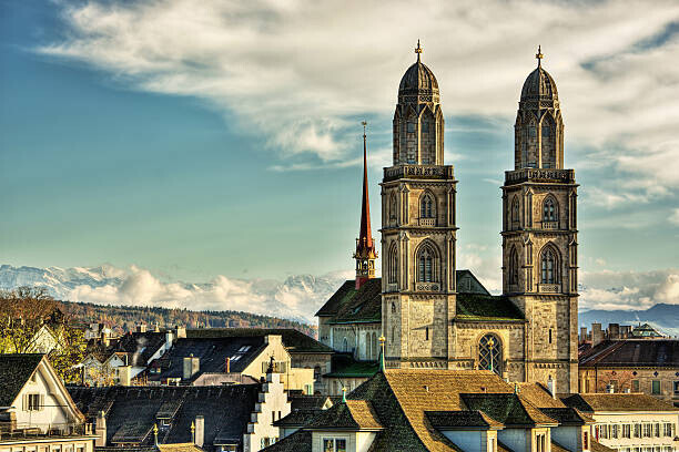 SilvanBachmann Plakát, Obraz - Switzerland, Zurich, View of Great Minster, SilvanBachmann, 40 × 26.7 cm