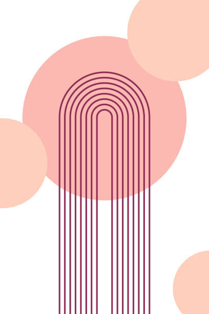OLENA MATSEPLIUK Plakát, Obraz - Abstract poster with boho arches and, OLENA MATSEPLIUK, 26.7 × 40 cm