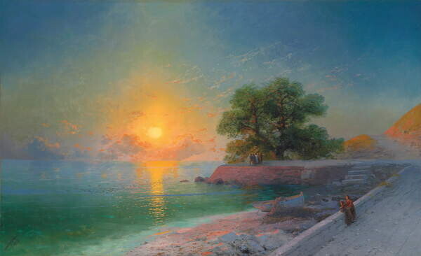 Aivazovsky, Ivan Konstantinovich Plakát, Obraz - Promenade at Sunset, 1869, Aivazovsky, Ivan Konstantinovich, 40 × 24.4 cm