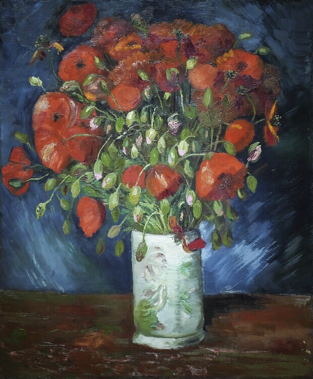 Vincent van Gogh Plakát, Obraz - Vase with Poppies (1886), Vincent van Gogh, 33.1 × 40 cm