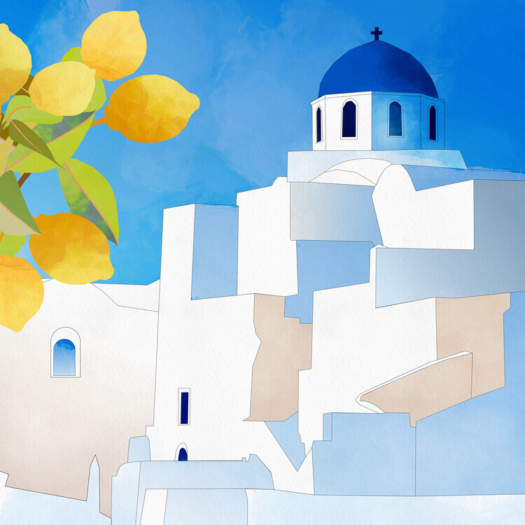Ana Rut Plakát, Obraz - Santorini Neu, Ana Rut, 40 × 40 cm