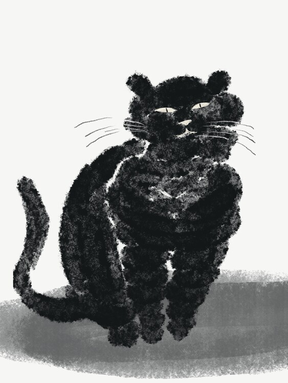 Little Dean Plakát, Obraz - Portrait of a black cat, Little Dean, 30 × 40 cm