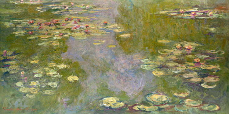 Claude Monet Plakát, Obraz - Water Lilies (1919), Claude Monet, 40 × 20 cm