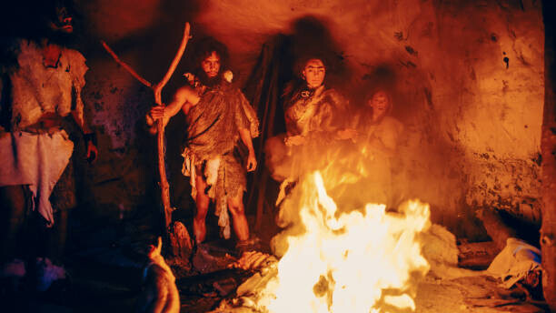 gorodenkoff Plakát, Obraz - Tribe of Prehistoric Hunter-Gatherers Wearing Animal, gorodenkoff, 40 × 22.2 cm