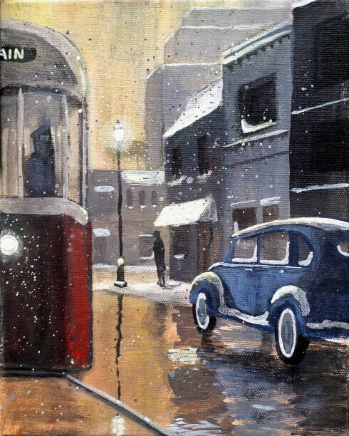 Dave Rheaume Artist Plakát, Obraz - Streetcar in the Rain, Dave Rheaume Artist, 30 × 40 cm