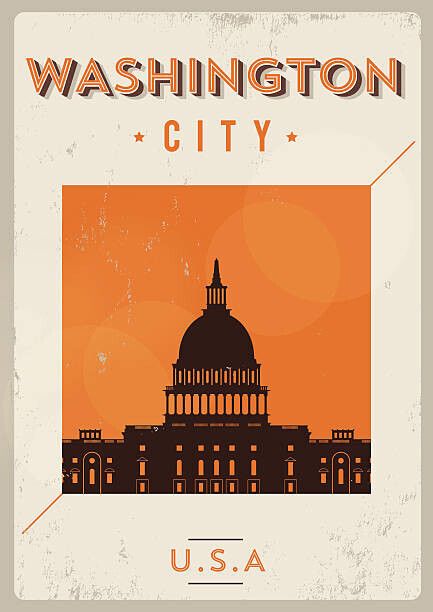 kursatunsal Plakát, Obraz - Typographic Washington City Poster Design, kursatunsal, 30 × 40 cm
