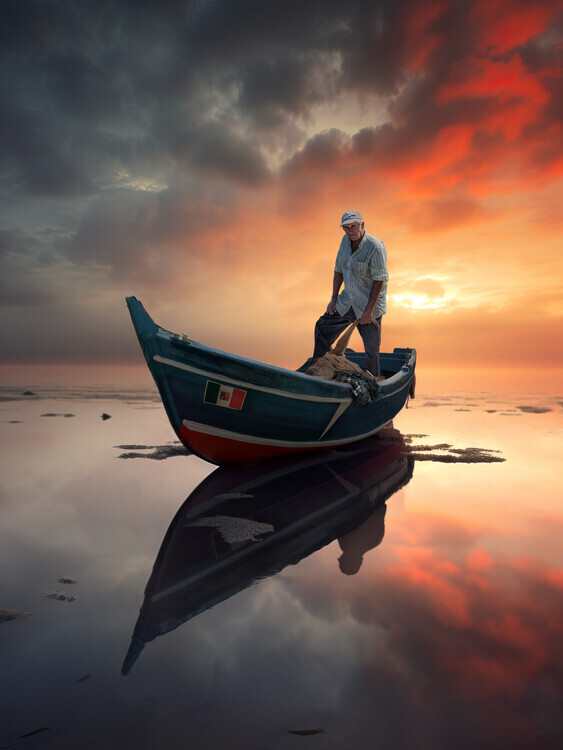 Marcel Egger Plakát, Obraz - Sun Fishing, Marcel Egger, 30 × 40 cm