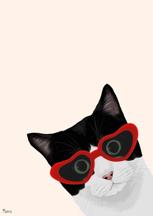 Tara Royle Plakát, Obraz - Vintage Cheeky Cat, Tara Royle, 30 × 40 cm