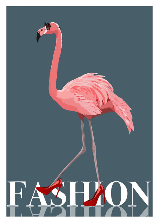 ByKammille Plakát, Obraz - Fashion Flamingo, ByKammille, 30 × 40 cm