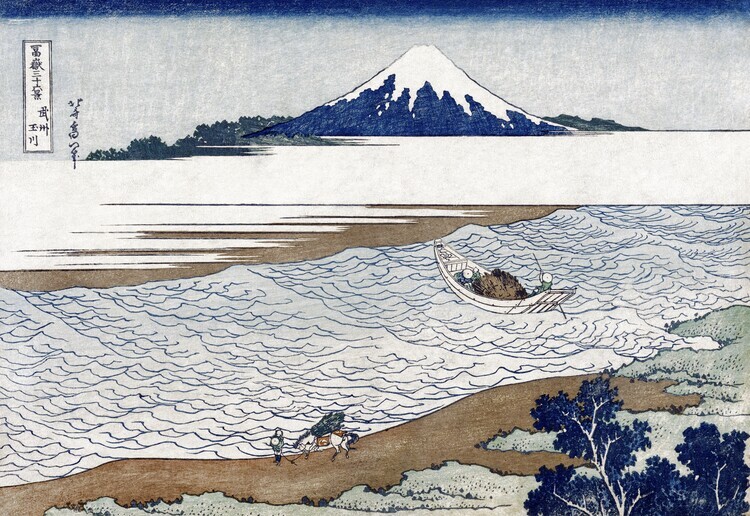 Katsushika Hokusai Plakát, Obraz - The Jewel River in Musashi Province (1830, Katsushika Hokusai, 40 × 26.7 cm