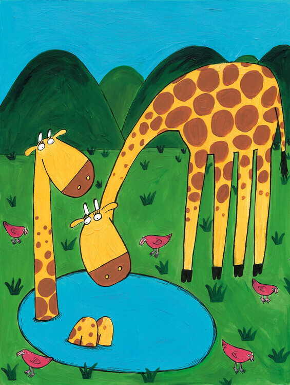 Carla Daly Plakát, Obraz - Mommy with Baby Giraffe, Carla Daly, 30 × 40 cm