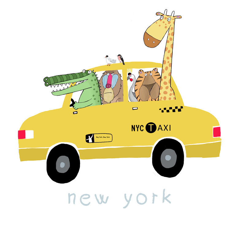 Carla Daly Plakát, Obraz - Jungle Animals in New York, Carla Daly, 40 × 40 cm