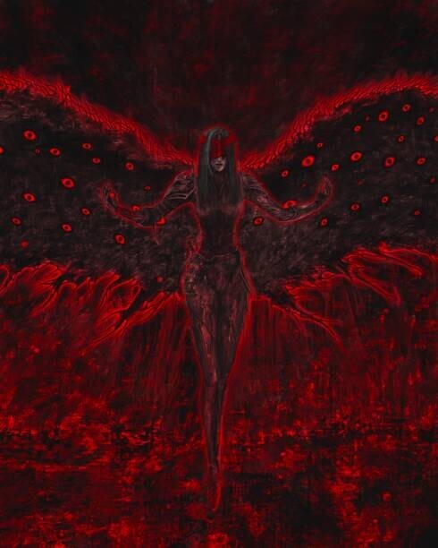 Andrii Kysliak Plakát, Obraz - The woman with wings, dark fantasy illustration, Andrii Kysliak, 30 × 40 cm