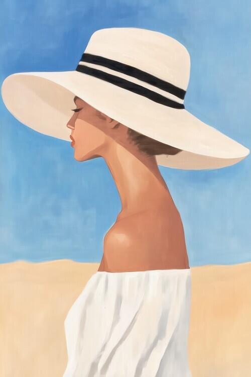 Melloi Art Prints Plakát, Obraz - Woman in Wide-Brimmed Hat, Melloi Art Prints, 26.7 × 40 cm