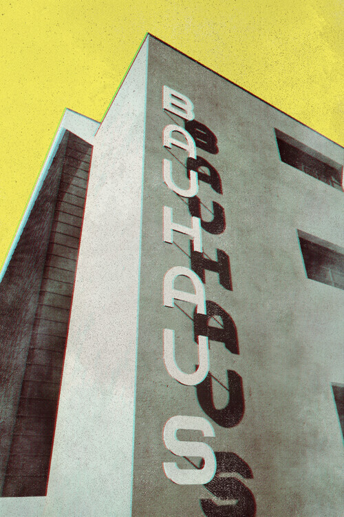 Rosana Laiz Blursbyai Plakát, Obraz - Bauhaus Dessau architecture in vintage magazine style, Rosana Laiz Blursbyai, 26.7 × 40 cm