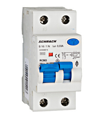 Schrack AK668616 BOLF Proudový chránič s nadproudovou ochranou 16A/B 30mA 6kA