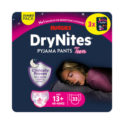 DryNites natahovací kalhotky dívky JUMBO 13+let/48-60kg/3x11ks - II. jakost