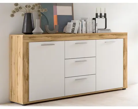 Komoda se zásuvkami Jana, 125 cm, dub wotan/bílá