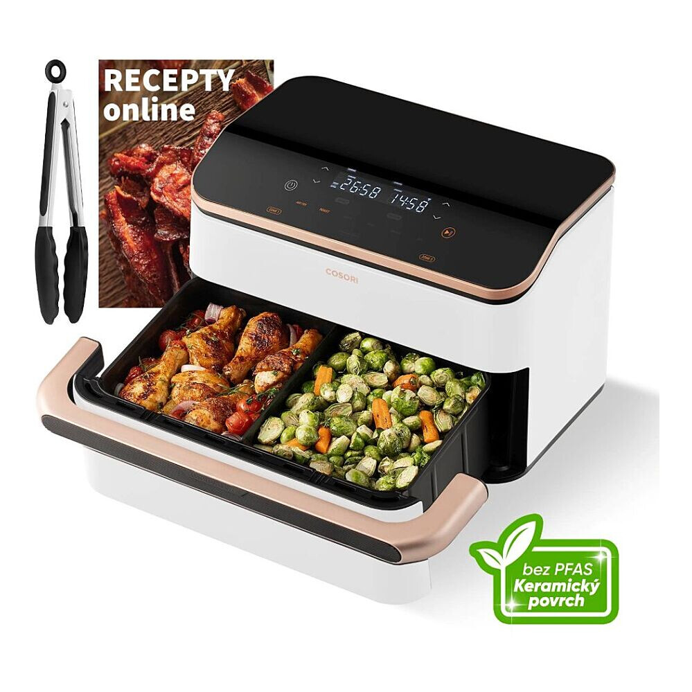 COSORI TF101S Dual Blaze TwinFry chytrá horkovzdušná fritéza keramika bílá 10 l