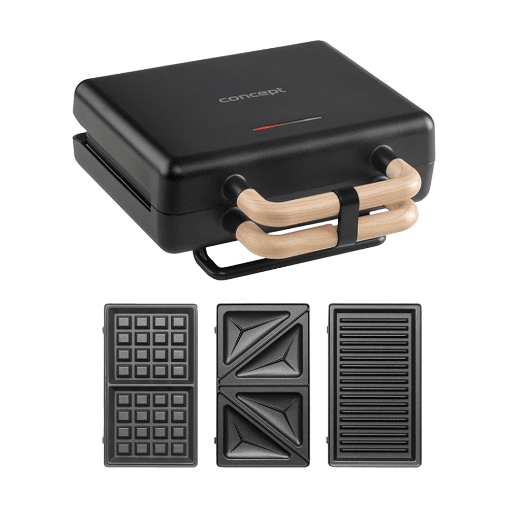 CONCEPT Toustovač 3v1 s vyměnitelnými deskami SV3091 800 W černý