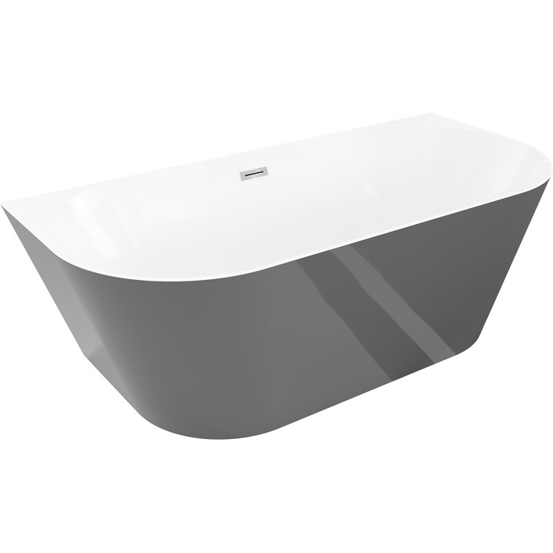 MEXEN/S Oval Slim volně stojící vana nástěnná 170 x 80, bílá/šedá, sifon a přepad chrom 52661708062-01