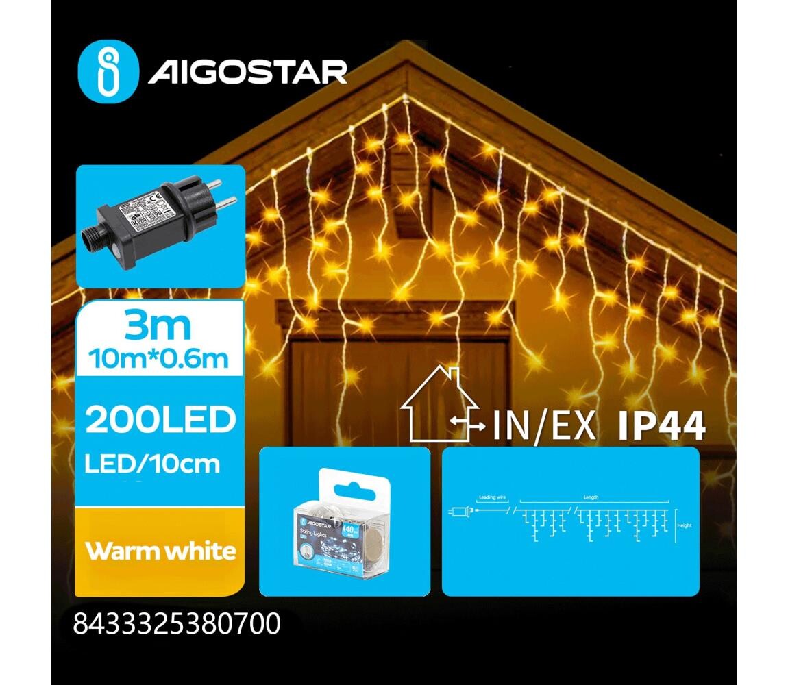 B.V.  - LED Venkovní vánoční řetěz 200xLED/8 funkcí 13x0,6m IP44 teplá bílá B103031QL