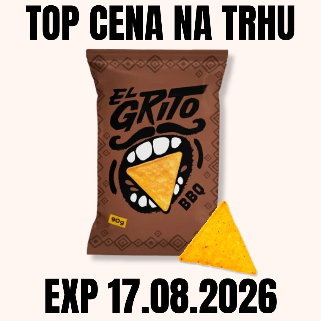 EL GRITO Kukuřičné tortilla chipsy s příchutí barbecue 90 g EXP 17.08.2026
