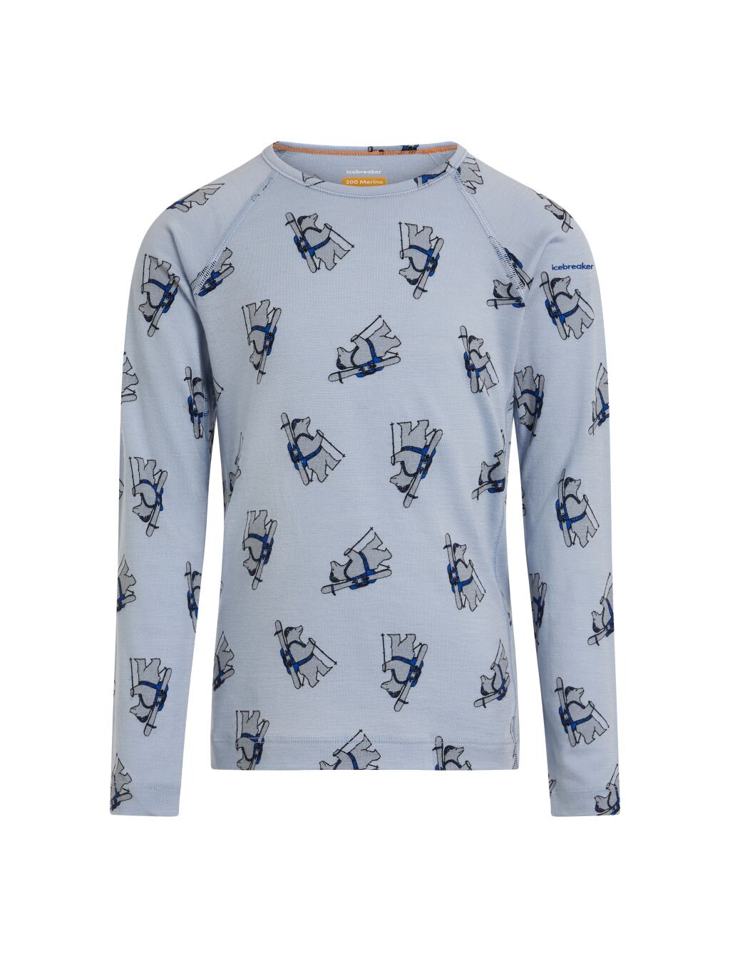 ICEBREAKER Kids Merino 200 Oasis LS Crewe Bear Tour AOP, Zinc Blue/Aop (vzorek) velikost: 8