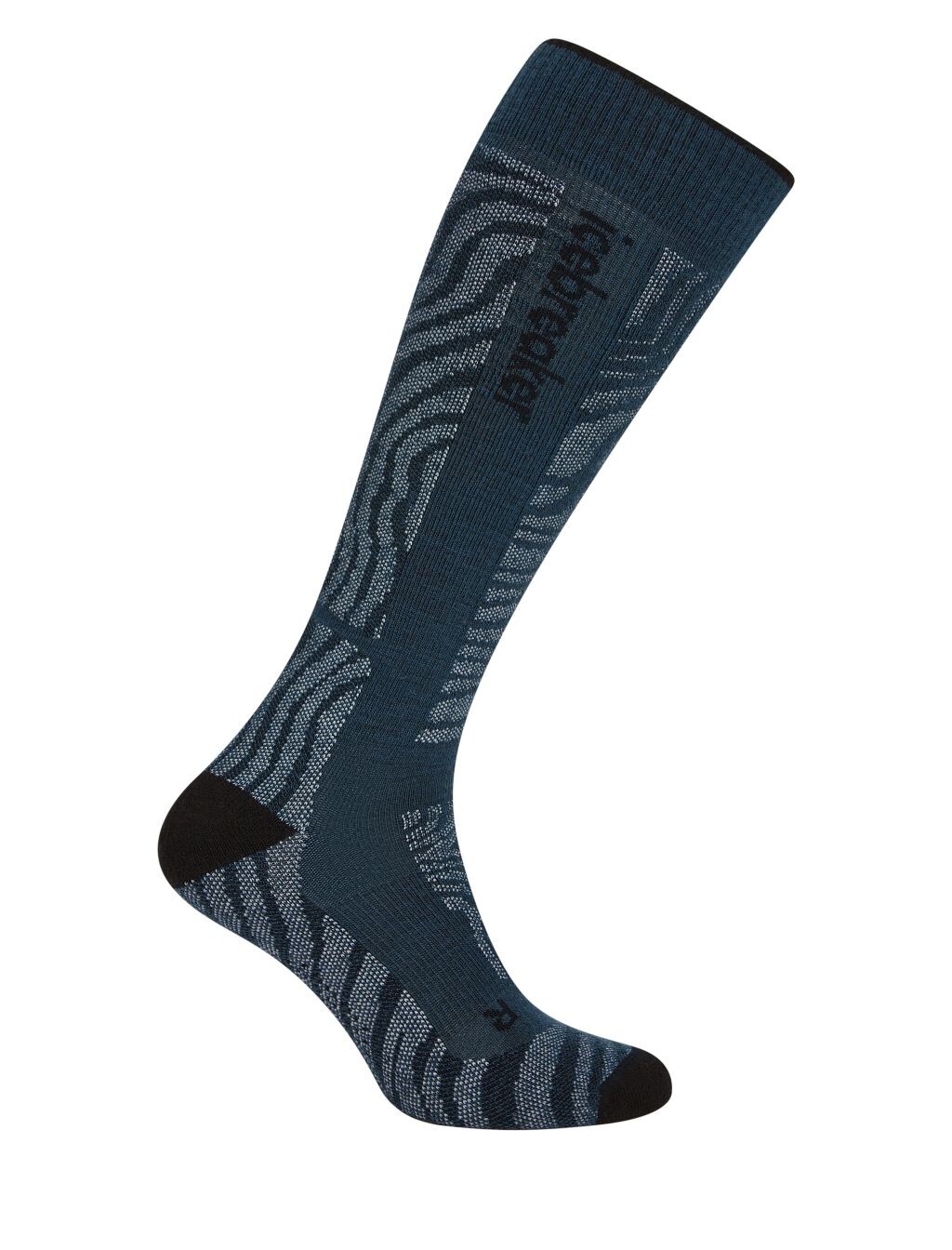 ICEBREAKER Mens Merino Ski+ Medium OTC Mountain Contour, Abyss/Black/Snow (vzorek) velikost: M