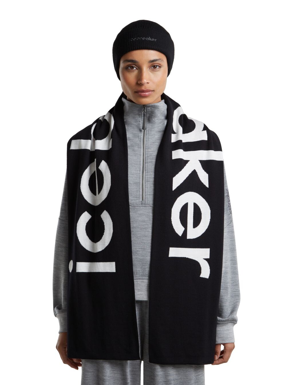 ICEBREAKER Unisex Merino icebreaker Scarf, Black/Ecru Heather (vzorek) velikost: OS (UNI)