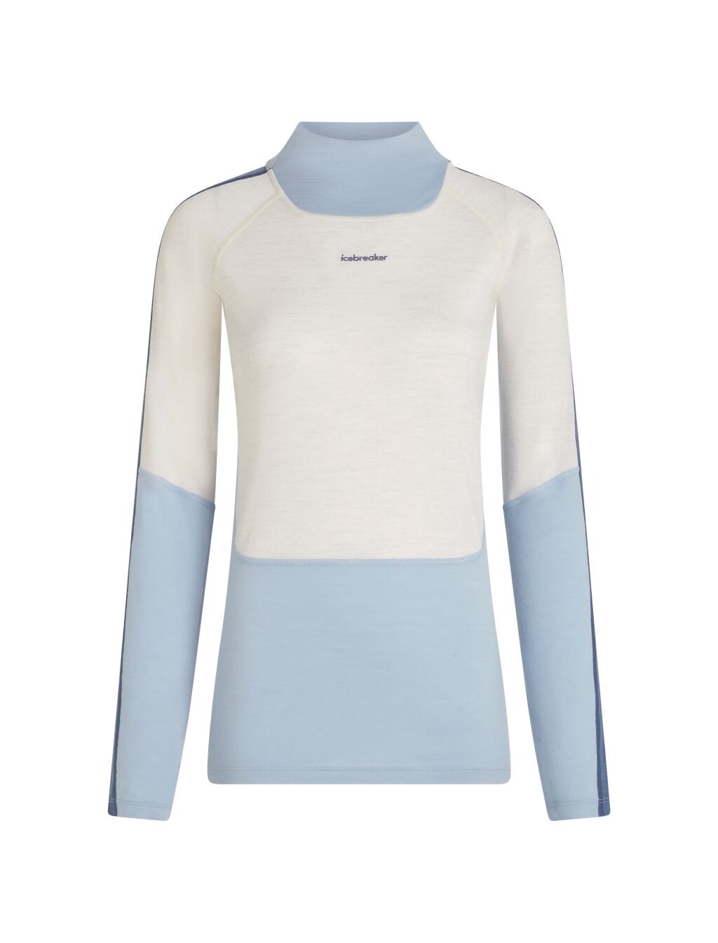ICEBREAKER Wmns Merino 200 Oasis+ LS High Neck, Zincblu/Ecru Heather/Dawn/Cb (vzorek) velikost: S
