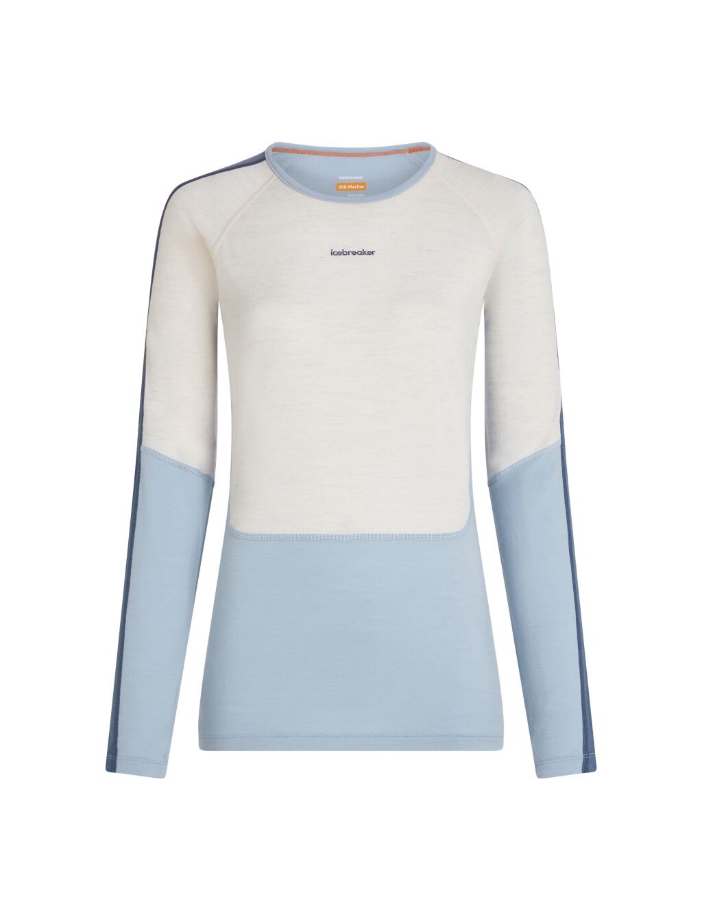 ICEBREAKER Wmns Merino 200 Oasis+ LS Crewe, Zincblu/Ecru Heather/Dawn/Cb (vzorek) velikost: S