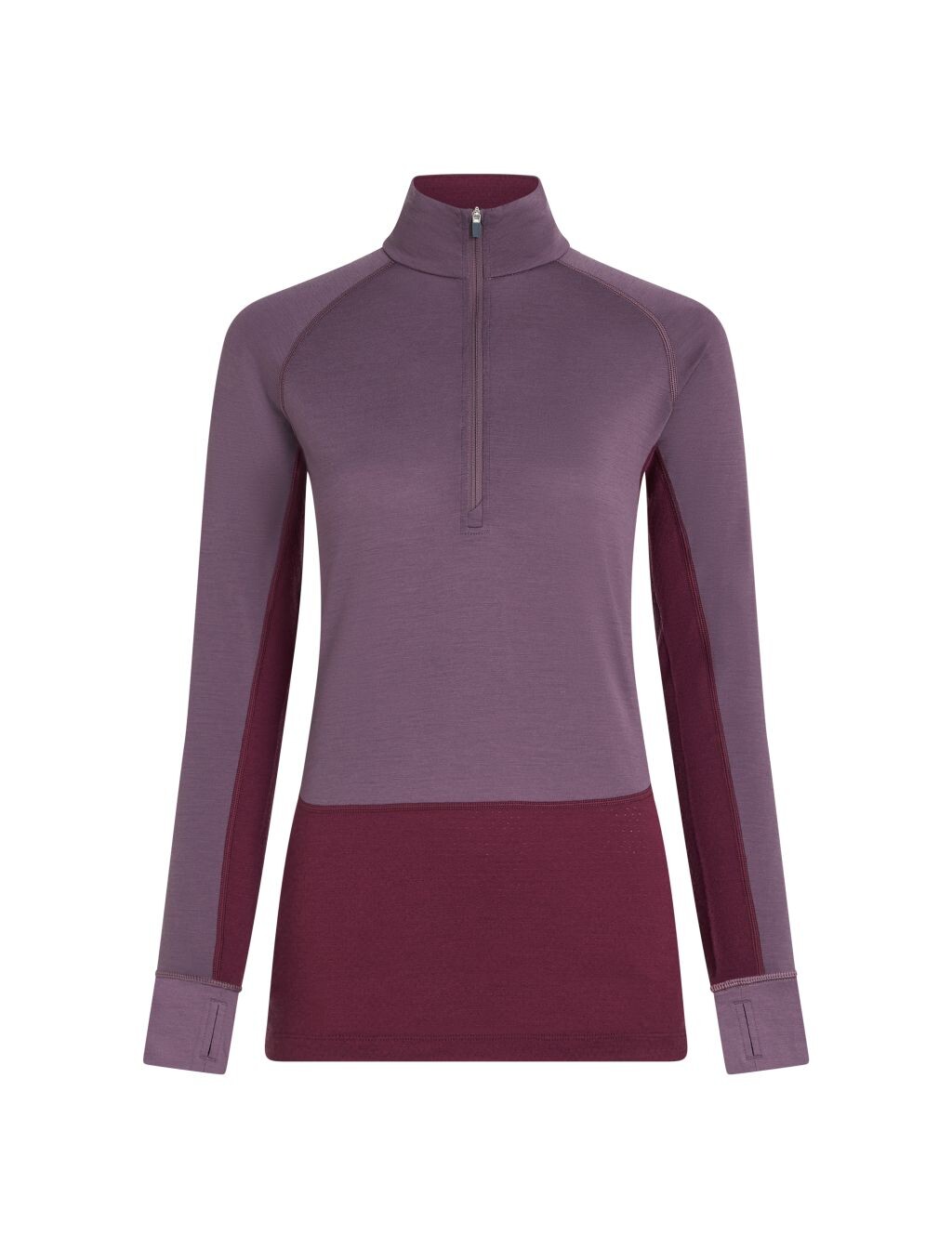 ICEBREAKER Wmns Merino 200 ZoneKnit LS Half Zip, Dark Berry/Grey Plum/Cb (vzorek) velikost: S