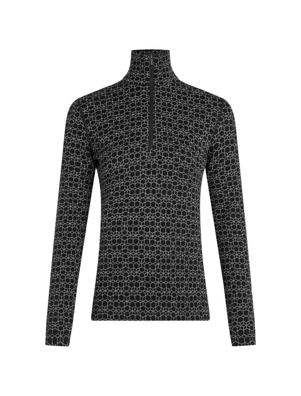 ICEBREAKER Wmns Merino 260 Tech Vertex LS Half Zip AlpGeo, Black/Snow/J (vzorek) velikost: S