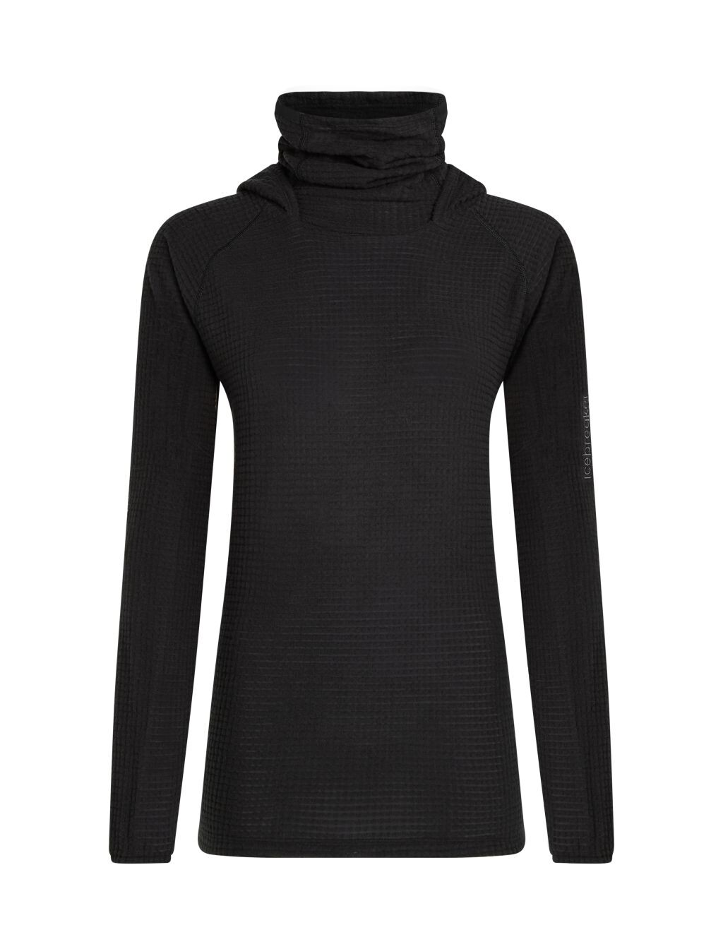ICEBREAKER Wmns Merino 400 RealFleece Grid Pulover Hood, Black (vzorek) velikost: S