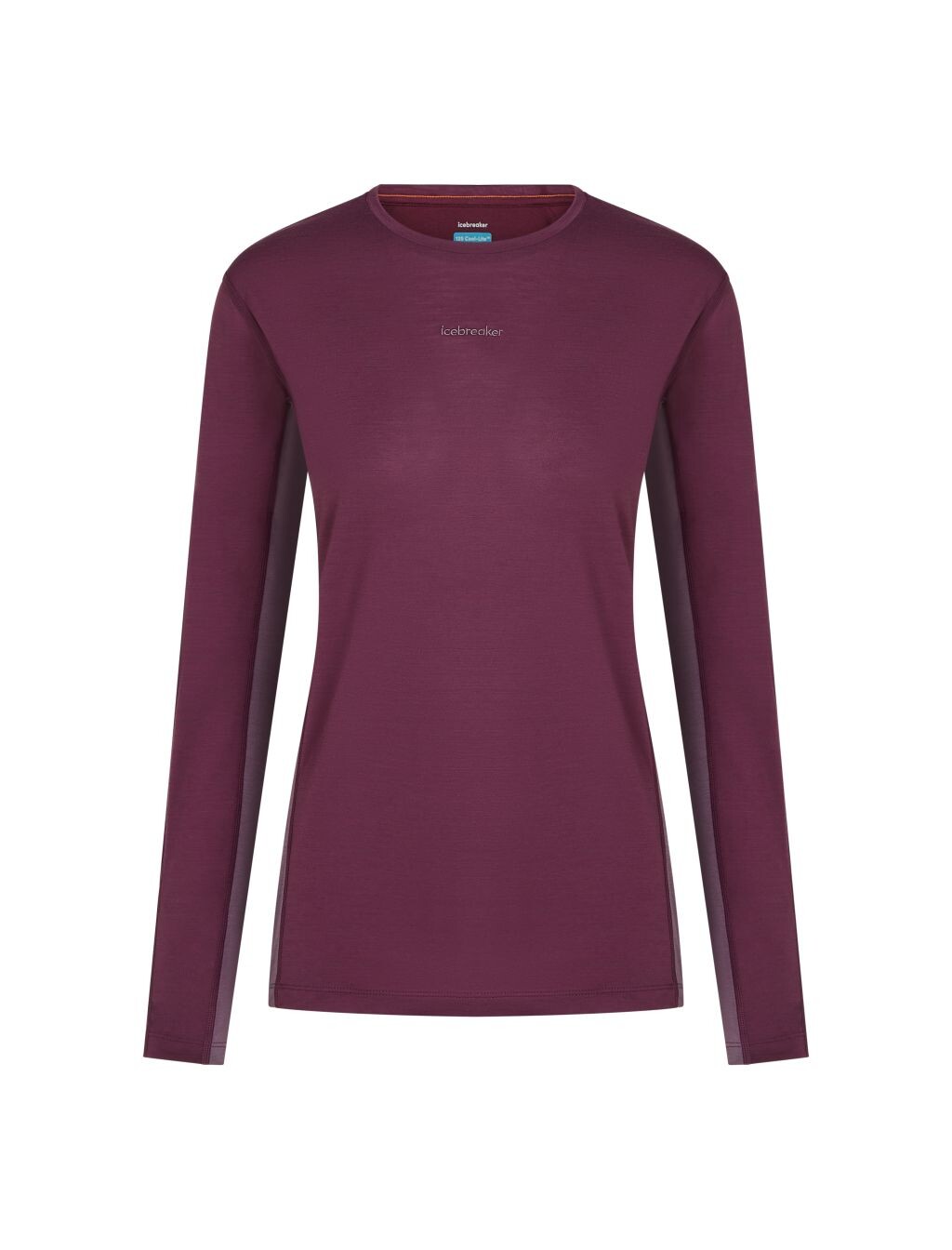 ICEBREAKER Wmns Merino 125 CL Sphe LS Tee Col Block, Dark Berry/Grey Plum/Cb (vzorek) velikost: S