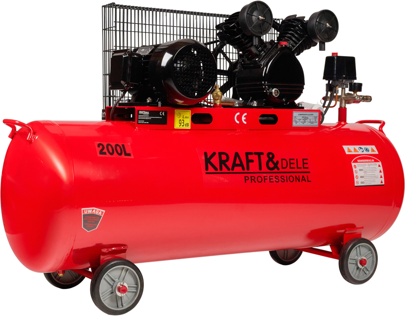 KRAFT&DELE Olejový kompresor 200 l, 2 písty, 400 V KD407