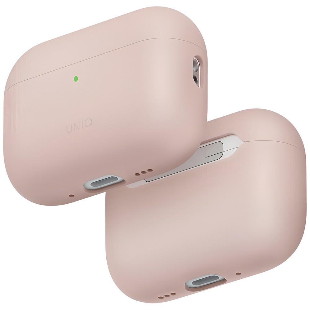 Pouzdro na AirPods Pro 3 UNIQ Lino Hybrid pudrově růžové
