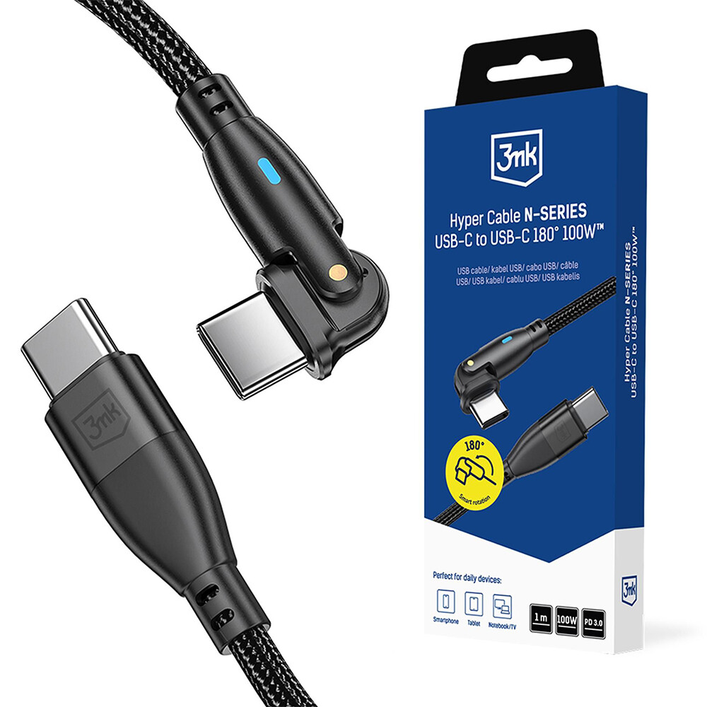 Datový kabel 3mk Hyper N-Series USB-C - USB-C 1m černý