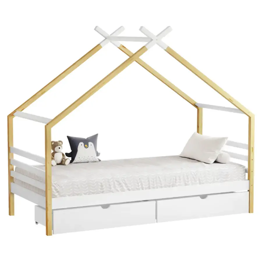 Tempo Kondela Montessori postel TARA 90x200 - bílá/přírodní
